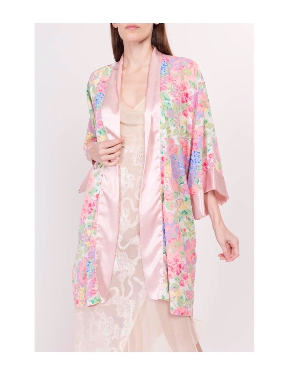 Vintage Gold Label Victorias Secret - Silky Floral Kimono Robe